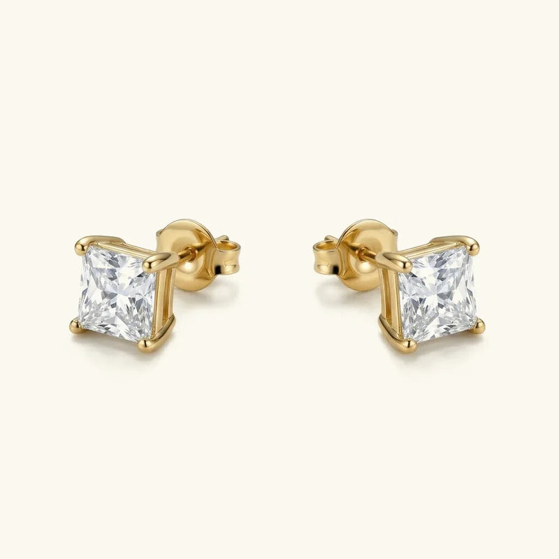 March Solitaire Gold Earrings
