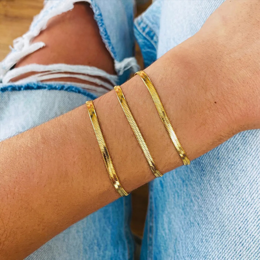 Angelica® Stainless Steel Herringbone Bracelet (Bundle)