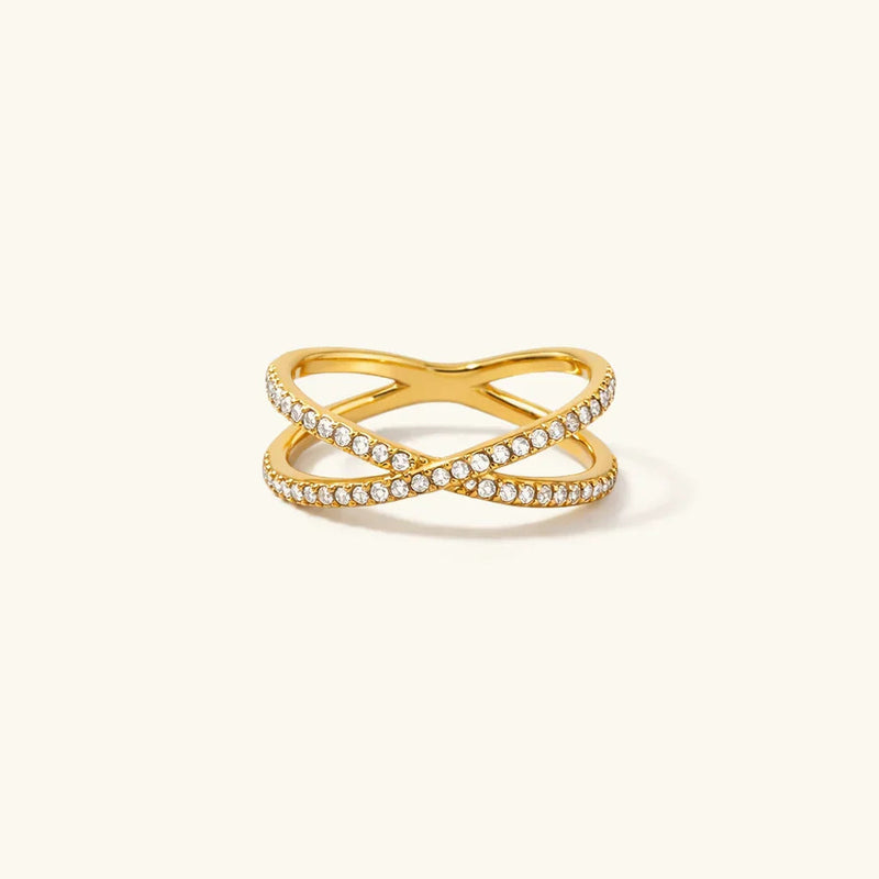Nia Gold Diamond Cross Ring