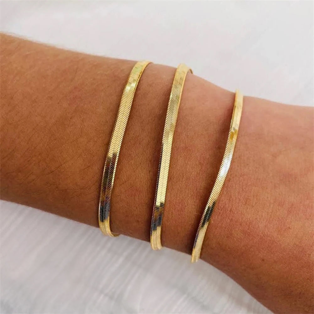 Angelica® Stainless Steel Herringbone Bracelet (Bundle)