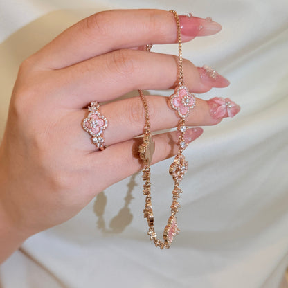 Sparkling Diamond Cut Cubic Zirconia Cleef Bracelet - 18K Gold Plated Adjustable