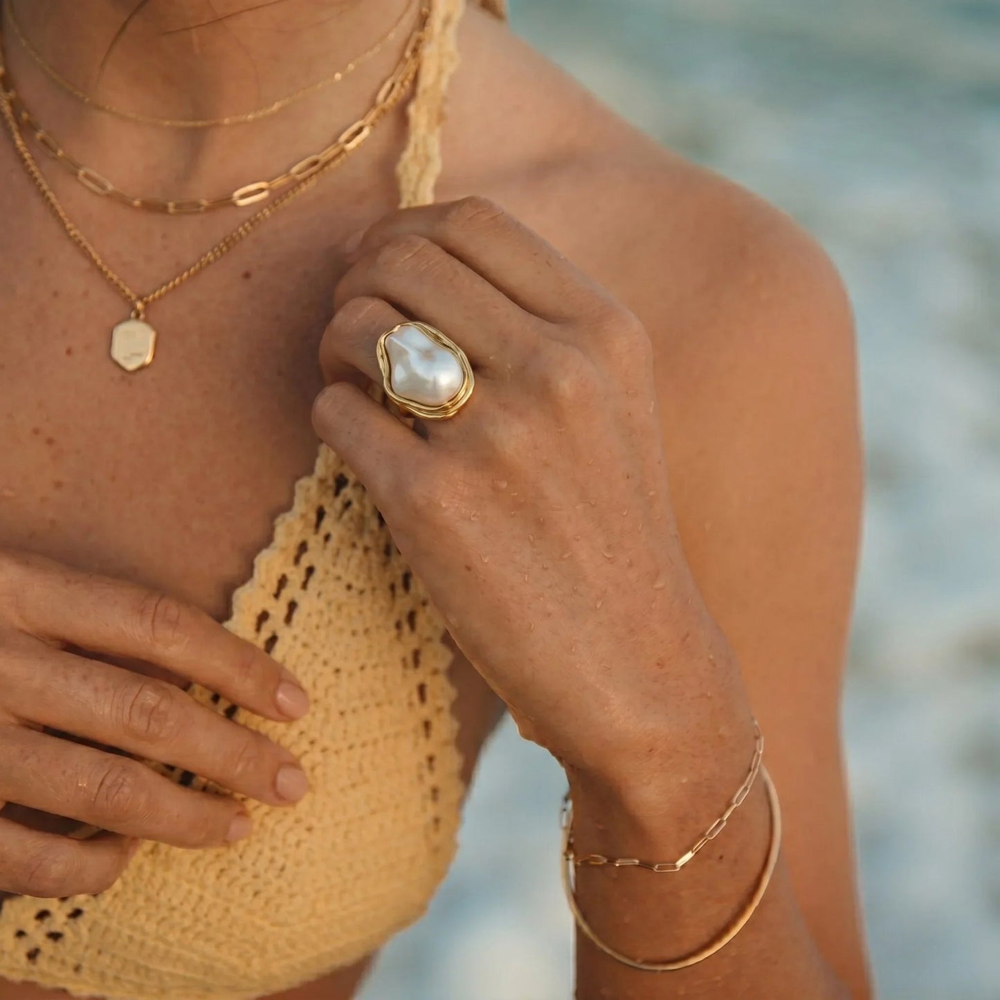 Charis Gold Pearl Ring