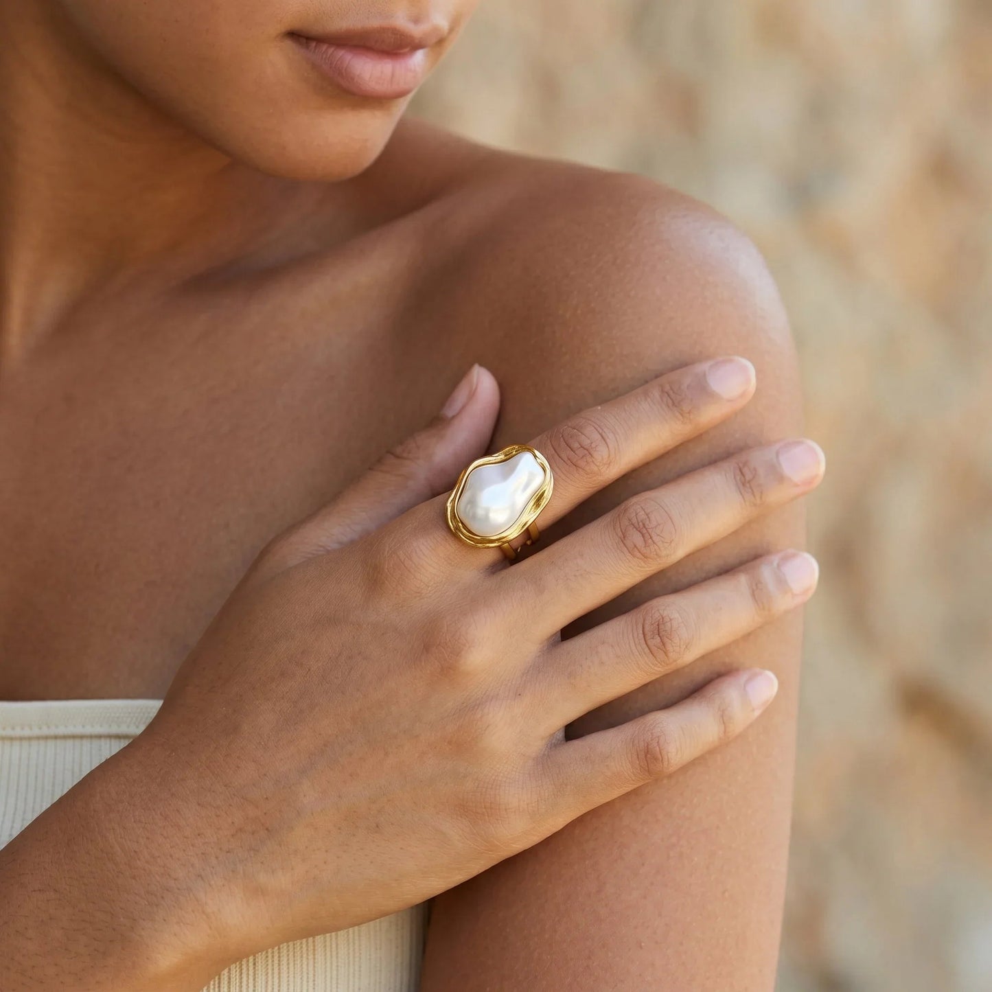 Charis Gold Pearl Ring