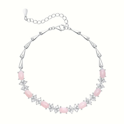 Elegant Sterling Silver Natural Topaz Adjustable Bracelet - Dainty Oval Gemstone Jewelry