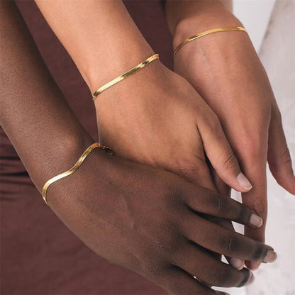 Angelica® Stainless Steel Herringbone Bracelet (Bundle)
