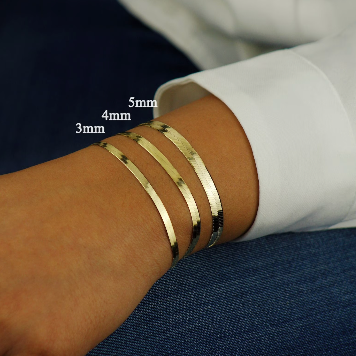 Angelica® Stainless Steel Herringbone Bracelet (Bundle)
