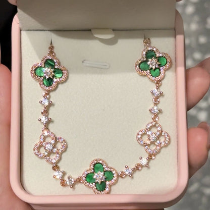 Sparkling Diamond Cut Cubic Zirconia Cleef Bracelet - 18K Gold Plated Adjustable