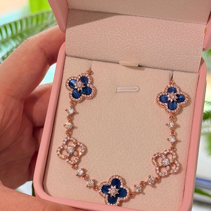 Sparkling Diamond Cut Cubic Zirconia Cleef Bracelet - 18K Gold Plated Adjustable